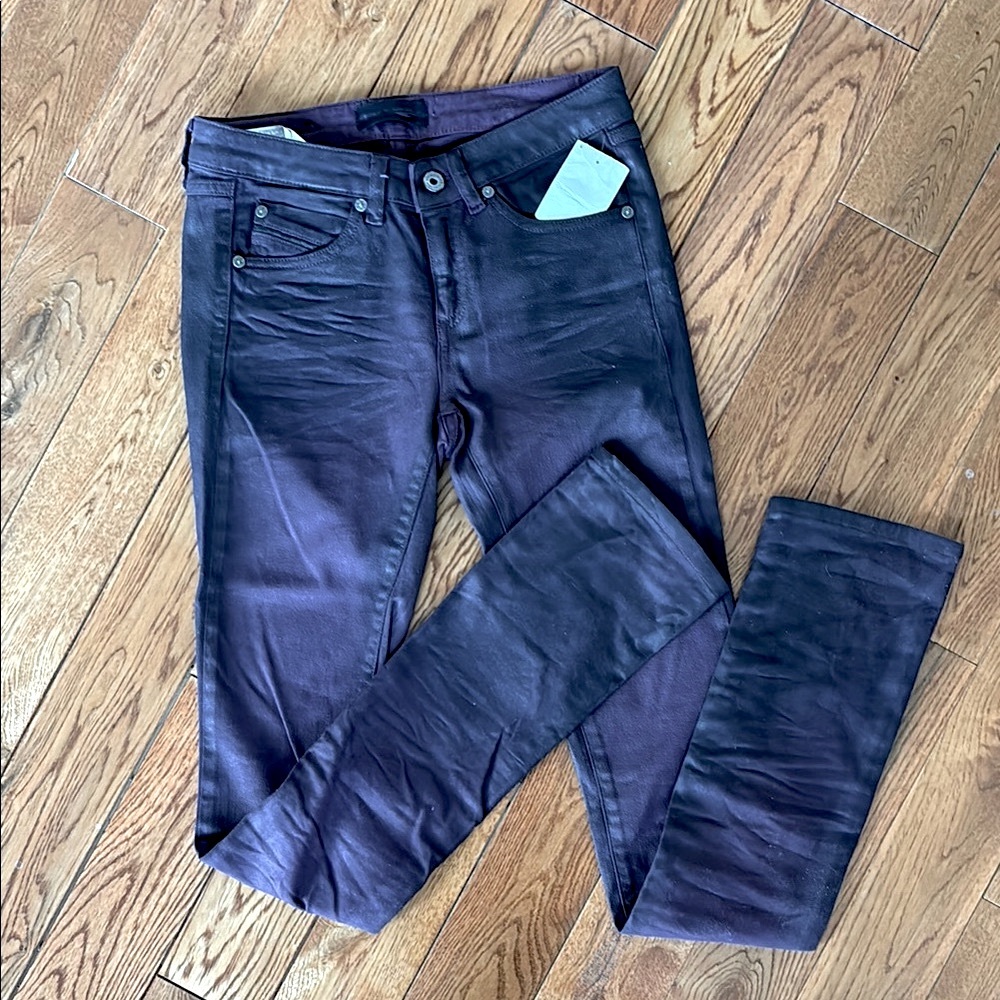 Women’s Black and Purple Metallic Washed Jeans - Diesel Black Gold